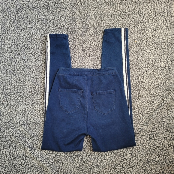 SOLD Racing Stripe Navy Blue Jeggings - Picture 3 of 4